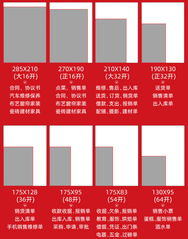 标准无碳联单尺寸规格大小示意图