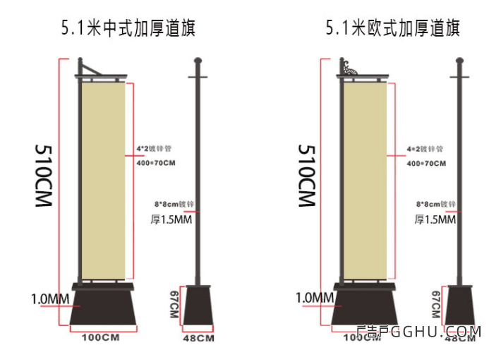 道旗常用有哪些尺寸？常规尺寸是多少？