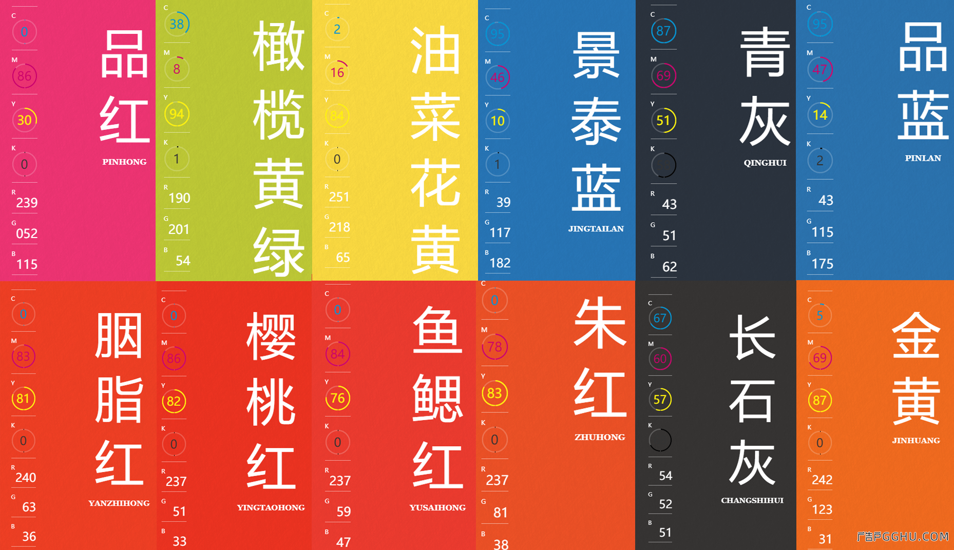 中国传统古典配色 Rgb和cmyk色值大全 印刷百科 广告户